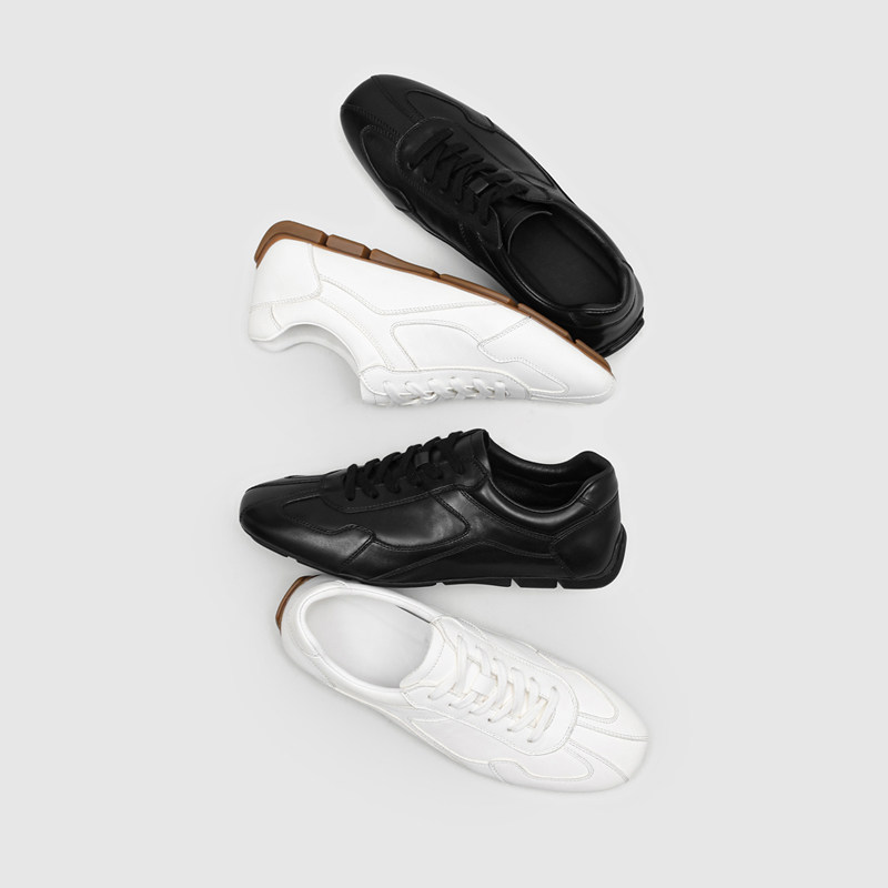 RZAAZ 早春极简小白鞋通勤牛皮平底德训鞋男休闲轻质百搭复古板鞋主图