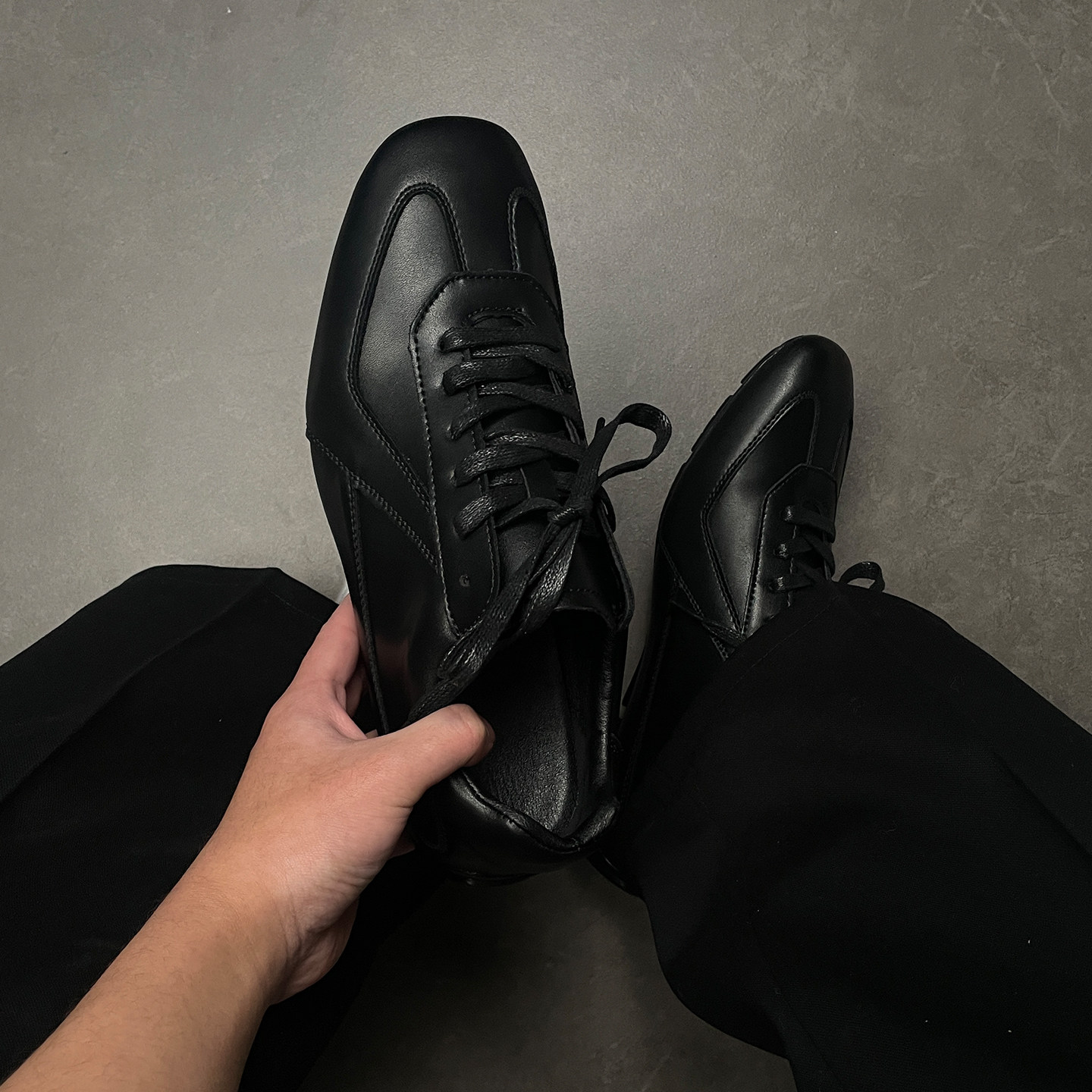 cleanfi德训鞋男极简小黑鞋复古高级感拳击训练鞋英伦薄底休闲鞋主图