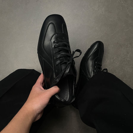 cleanfi德训鞋男极简小黑鞋复古高级感拳击训练鞋英伦薄底休闲鞋