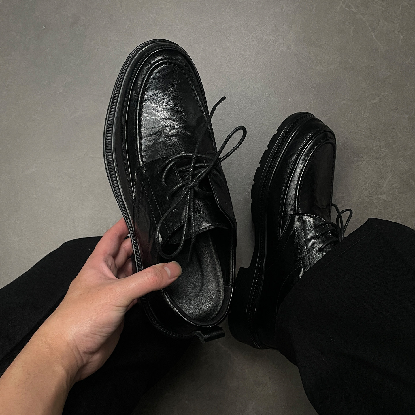 男士皮鞋2026新款商务正装新郎结婚德比鞋厚底手抓纹休闲商务鞋子主图