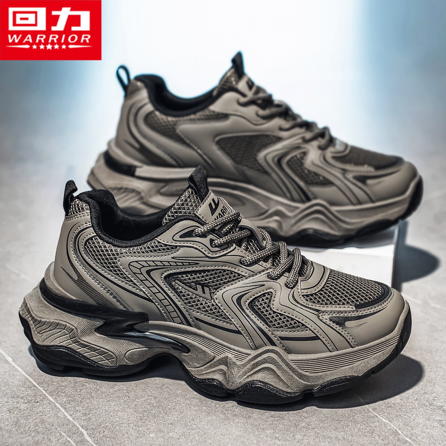 回力老爹男鞋2026新款夏季透气网面爆款复古户外徒步运动增高潮鞋主图