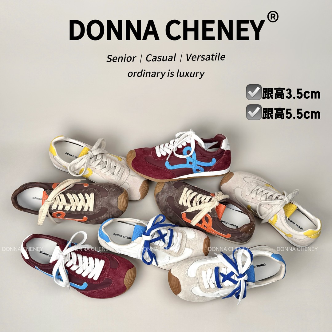 DONNA CHENEY小罗羊皮垫版2026真皮透气内增高百搭拼色阿甘休闲鞋主图
