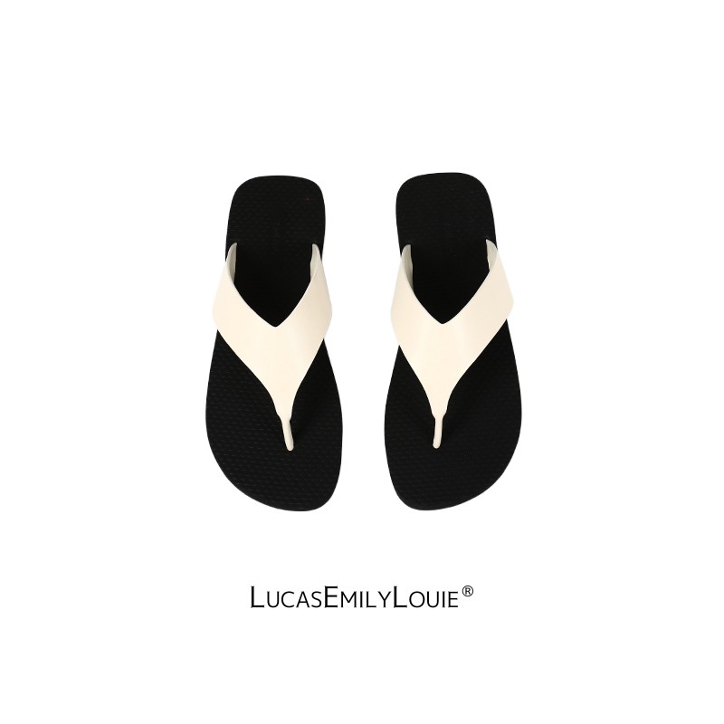 LucasEmilyLouie经典皮质平底沙滩夹脚人字拖鞋260038主图