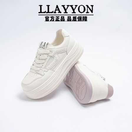 西班牙LLAYYON 2026新款春季透气百搭小白休闲板鞋厚底增高12998
