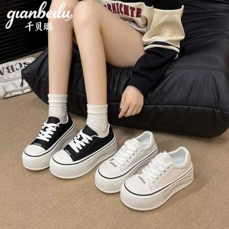 千贝璐【经典黑白款】厚底小白鞋女款春季百搭休闲板鞋增高四季女鞋