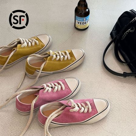 吕小布 | 高丝光牛反绒 夏季多巴胺透气不规则硫化平底板鞋女0526