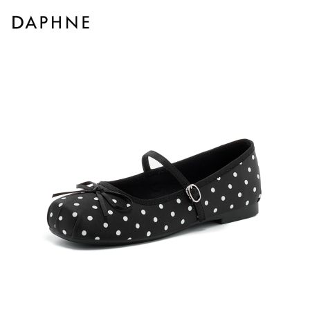 达芙妮春季新款复古蝴蝶结法式软底低跟舒适百搭气质单鞋玛丽珍鞋