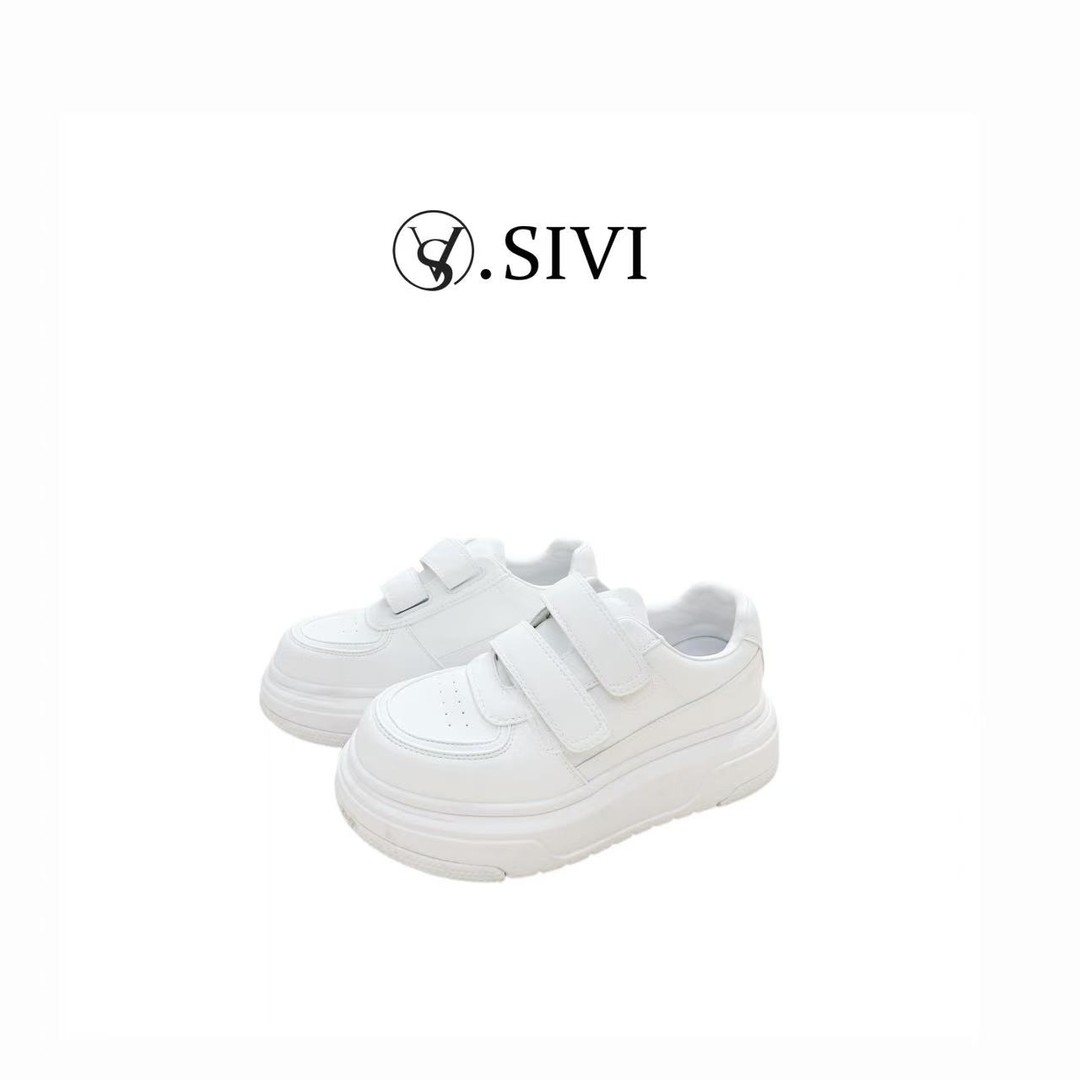 熙薇【云感魔贴】2026春季新款厚底魔术贴小白鞋M2557主图