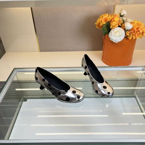 范戈希跟5cm牛皮增高防滑单鞋圆头高跟波点春时尚百搭浅口买1赠3主图