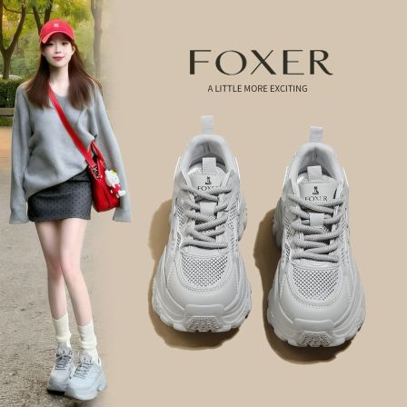 【FOXER】7.5cm秒增高休闲鞋时尚百搭增高休闲女款厚底透气老爹鞋