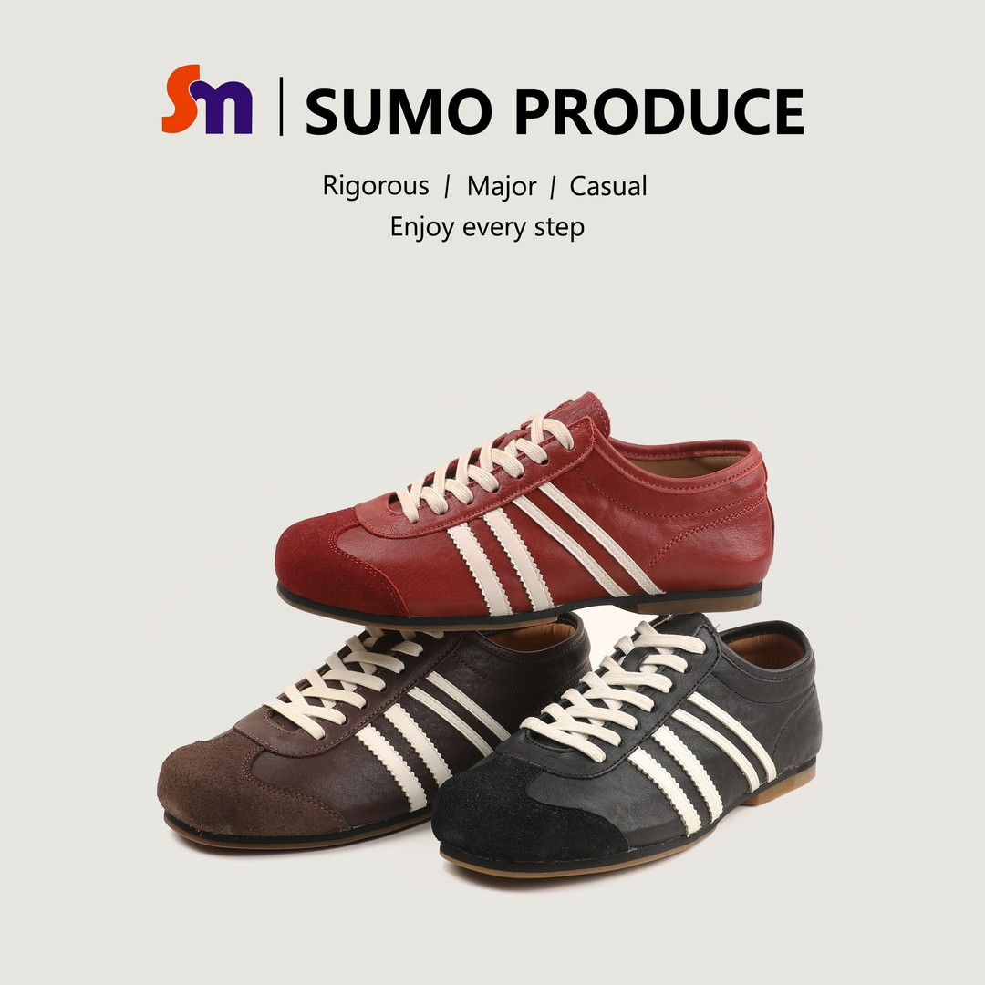 素陌新款头层牛皮德训鞋女真皮百搭鞋子红色休闲鞋平底百搭潮5512主图