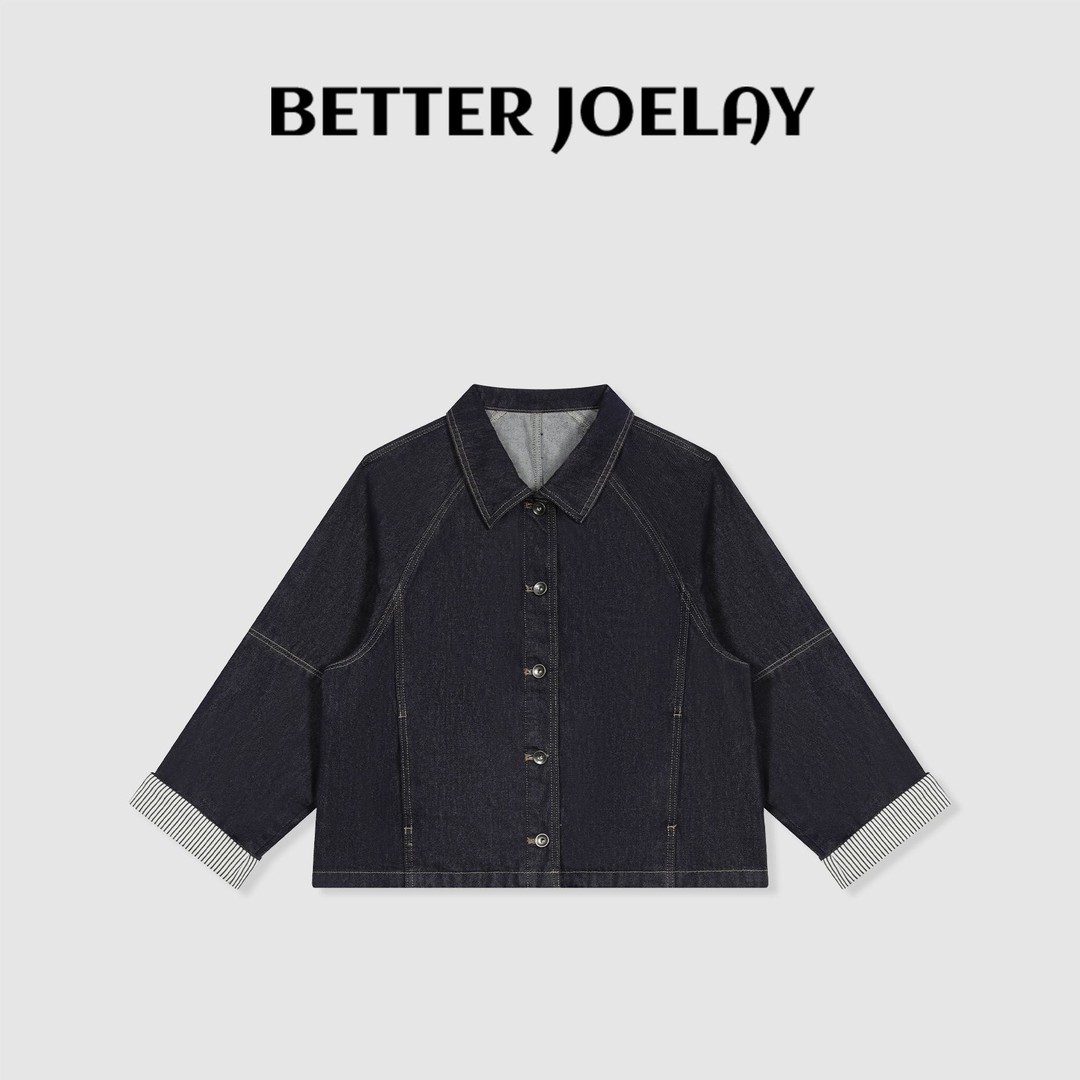 BETTER JOELAY-【丹宁条纹】时尚牛仔外套百搭简约休闲ZZ2123主图