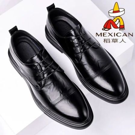 稻草人男士耐磨真皮皮鞋6CM增高男士皮鞋防滑防臭透气正装皮鞋男