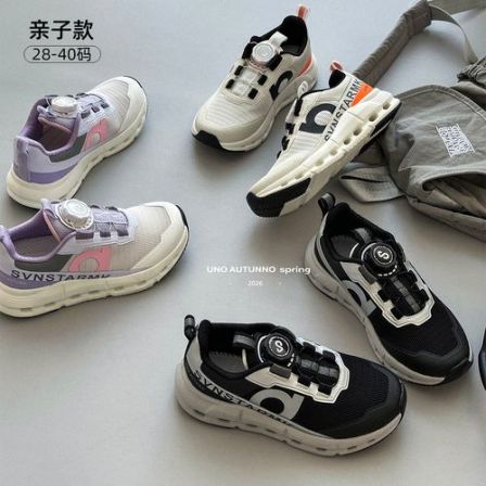 「麦麦秋」女中大童旋转纽扣网面运动鞋透气休闲鞋QX26101