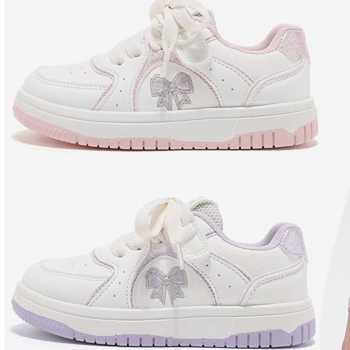 【小菲特专属】女童板鞋透气蝴蝶结小白鞋公主风百搭校园鞋61055ZA主图