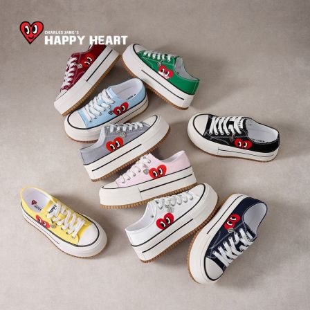 查尔斯桃心2026春季新款休闲时尚低帮帆布女鞋（跟高5.5cm）