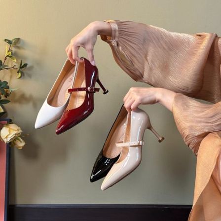 PZP/派中派小金币4/6和8厘米尖头阔腿裤必备鞋子女款爆款2026新款