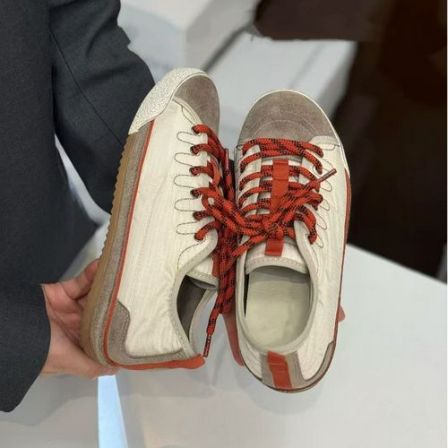 2026春季牛反绒拼色休闲百搭德训透气女鞋潮流做旧擦色鞋撞色布鞋