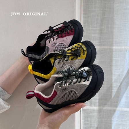 JBM 春季儿童单网透气登山鞋2026新款男女童复古拼色防滑运动鞋