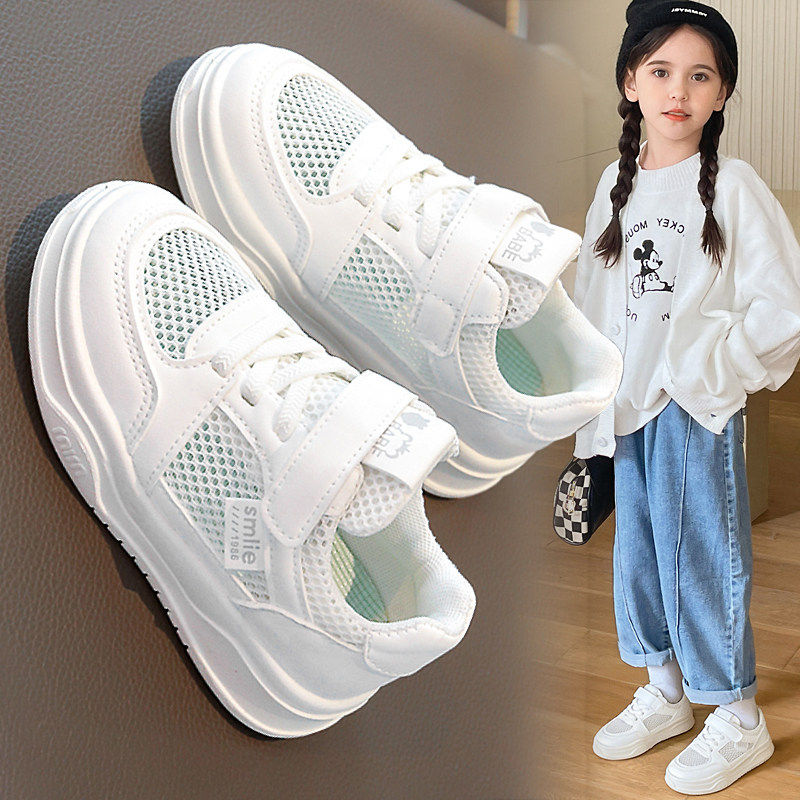官网C&K女童鞋2026新款夏季儿童单网透气小白鞋夏款学生软底板鞋主图