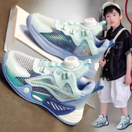 李宇新男童运动鞋2026新款夏季镂空透气单网鞋儿童羽毛球鞋中大童