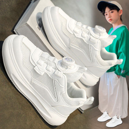 李宇新男童运动鞋夏季2026新款网面透气学生小白鞋儿童防滑单网鞋