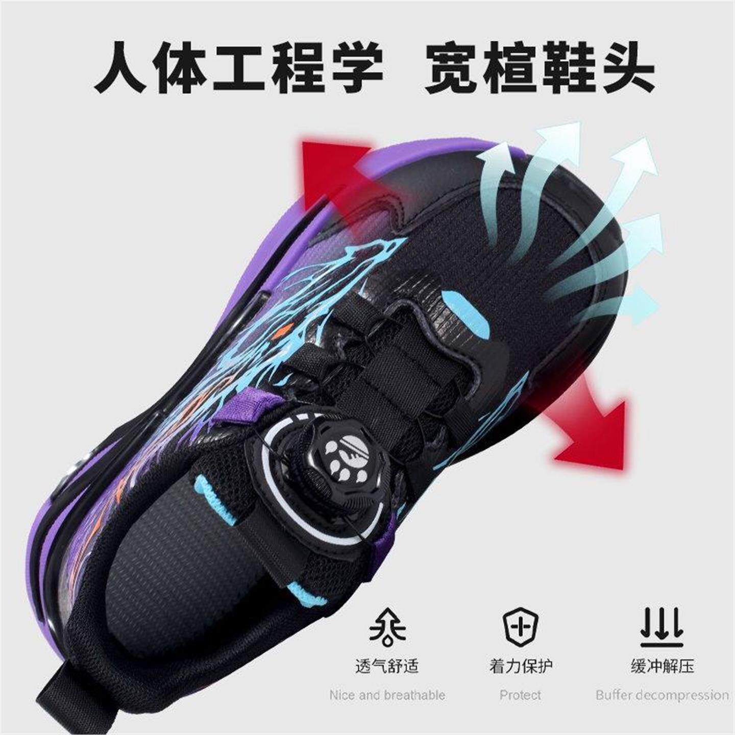 宽楦儿童运动鞋不挤脚男童轻便减震跑步鞋中大童肥脚胖扭扭篮球鞋主图