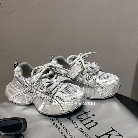 左左家2026新款儿童时尚炸街春夏百搭双鞋带老爹鞋防滑学生运动鞋