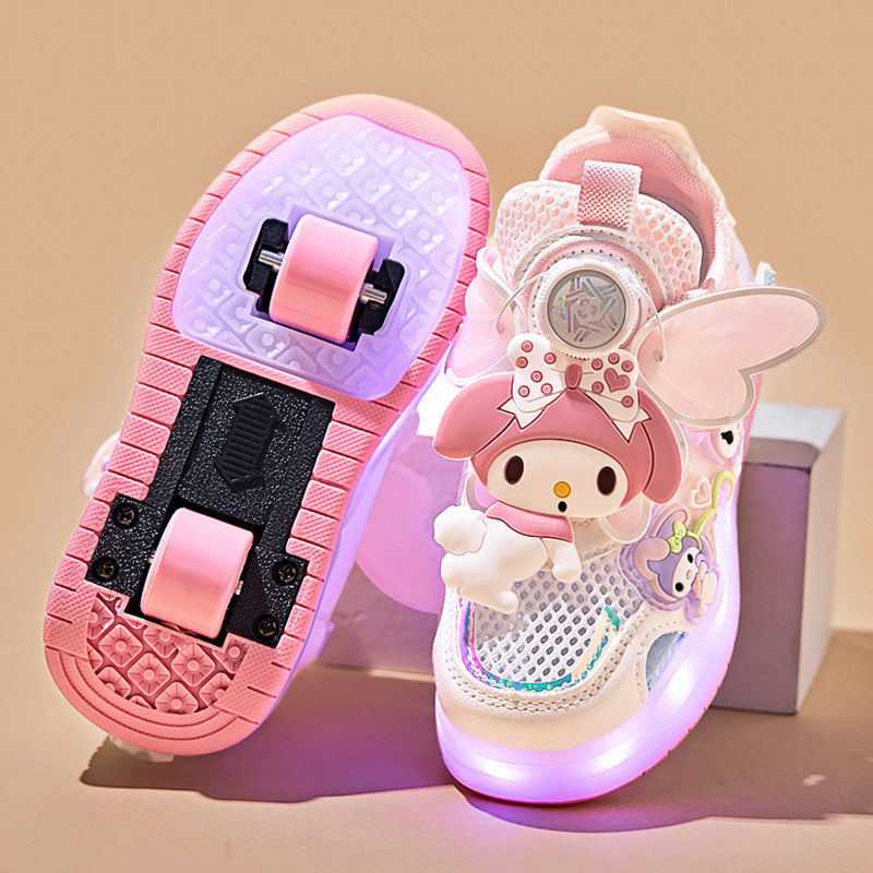 美乐蒂暴走鞋女童2026新款夏季网面透气儿童轮滑鞋四轮可收溜冰鞋主图