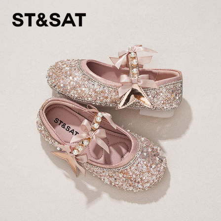 星期六儿童单鞋女童水晶鞋2026新款小孩闪闪水钻休闲鞋配裙公主鞋