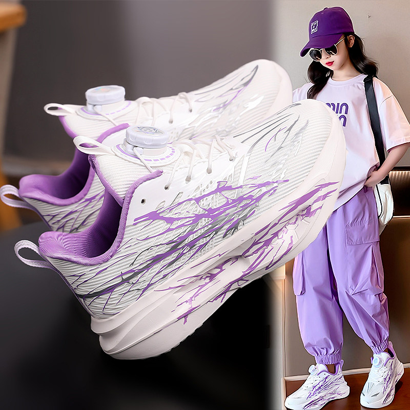 李宇新女童跑步鞋2026新款儿童运动鞋中大童学生网面透气白色跑鞋主图