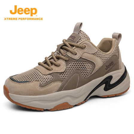 jeep男鞋2026新款夏季透气单网户外运动鞋男士厚底增高网面老爹鞋