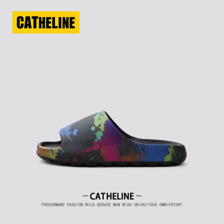 [炫彩泼墨]美国CAT.HELINE潮牌拖鞋男士夏季外穿软底男款运动凉拖