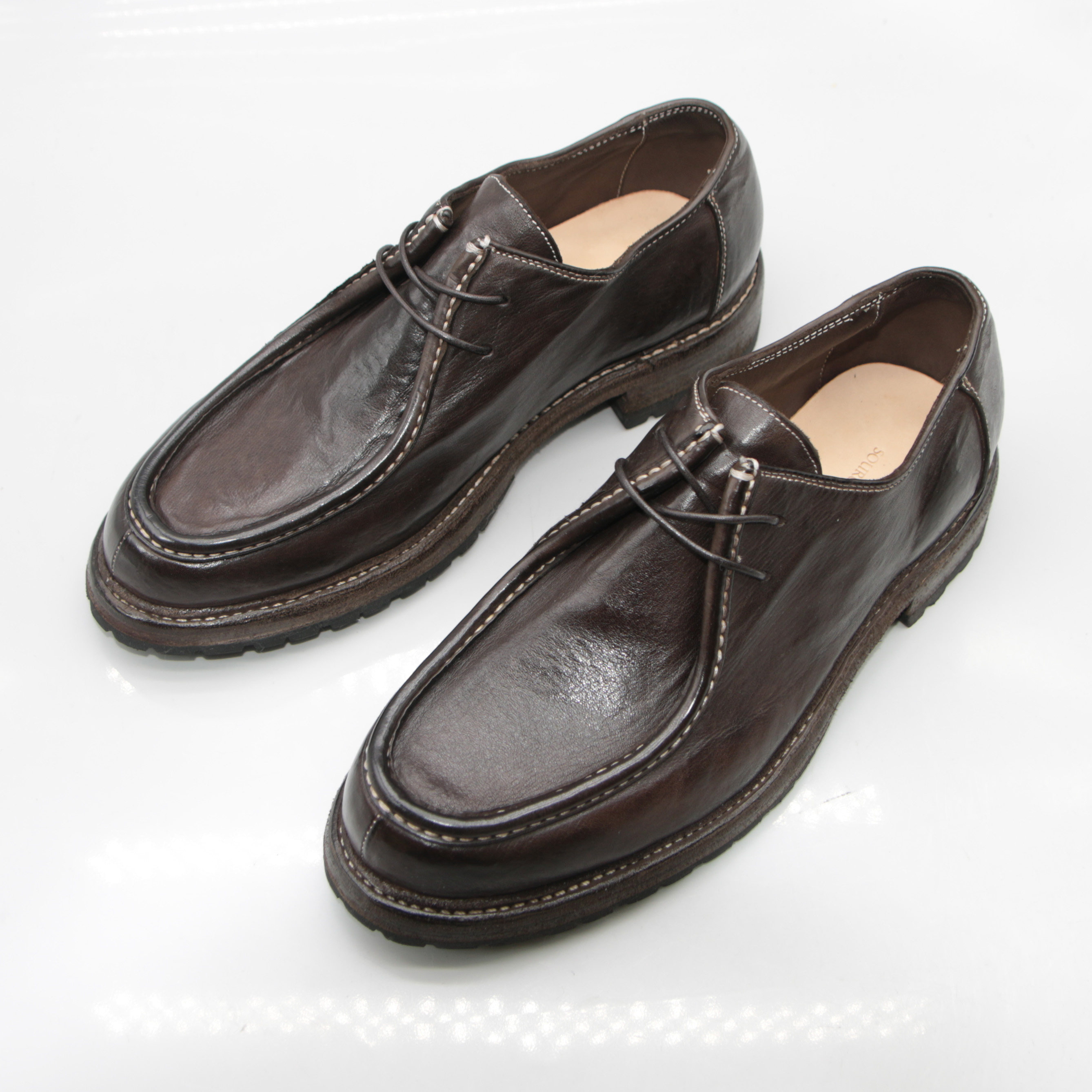 袋鼠皮纯手工捡漏外贸处理真皮男鞋2026新款厚底舒适复古休闲皮鞋主图