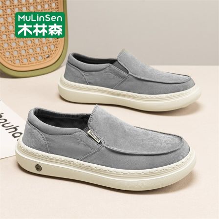 木林森布鞋男款夏季透气男士一脚蹬休闲鞋开车软底爸爸老北京男鞋
