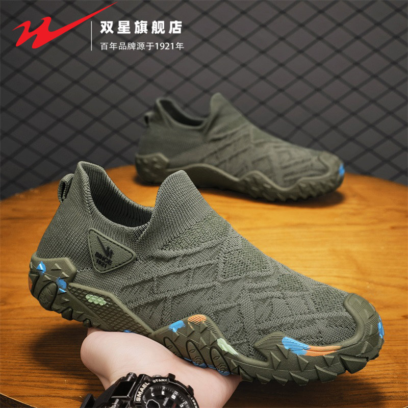 双星帆布鞋男鞋2026新款春季透气一脚蹬老北京布鞋运动休闲袜子鞋主图