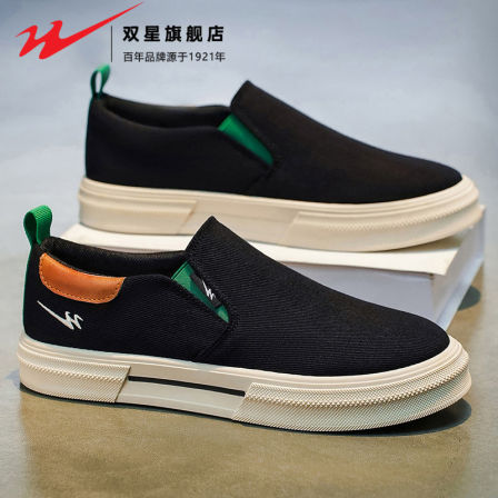 双星帆布鞋男鞋2026新款春季一脚蹬老北京布鞋软底轻便休闲平板鞋