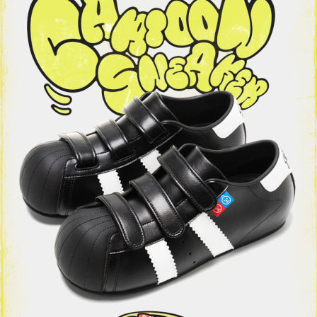 BBIMP黑色魔术贴卡通板鞋鞋子男百搭潮鞋2026新款休闲百搭透气女