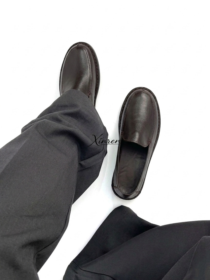 XINrEN TR意产小牛皮乐福皮鞋 优雅老钱 经典一脚蹬kenijima同款主图