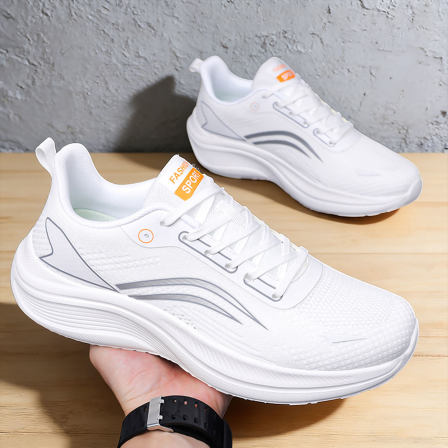白色运动鞋网面夏季透气男鞋防臭软底不累脚防滑初中学生体测跑鞋