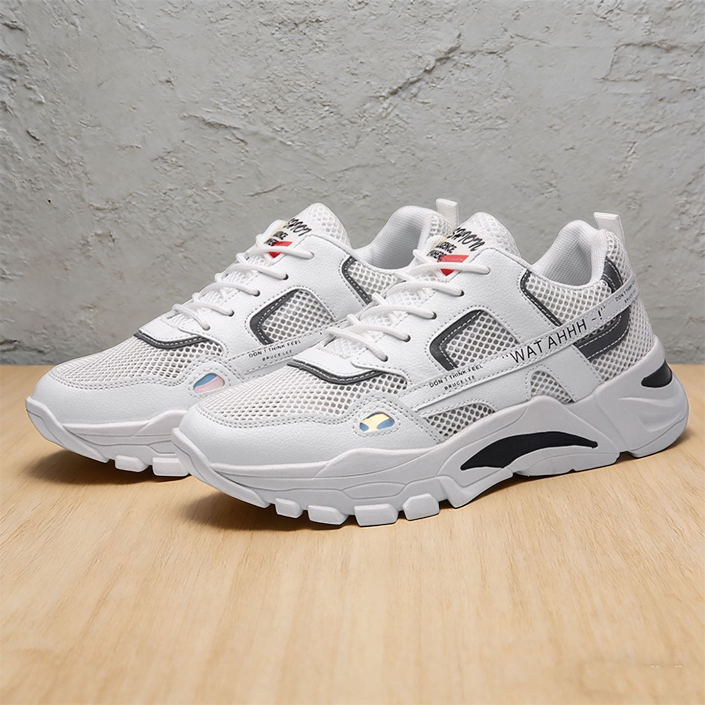 夏季镂空网鞋男款透气运动鞋超薄单网大尺码青少年学生增高老爹鞋男主图