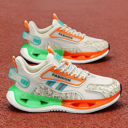 莆田男鞋夏季透气青少年运动鞋防臭初中学生爆米花底减震跑步鞋子