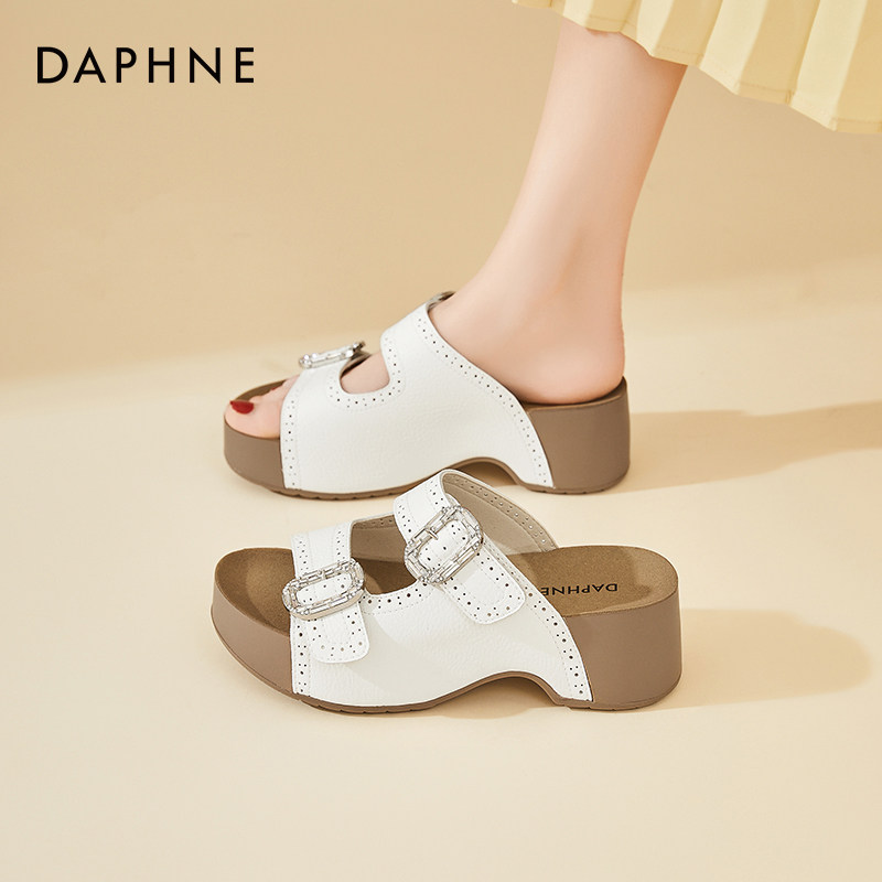 达芙妮厚底勃肯凉拖鞋女夏季外穿百搭一字拖鞋增高海边度假沙滩鞋主图