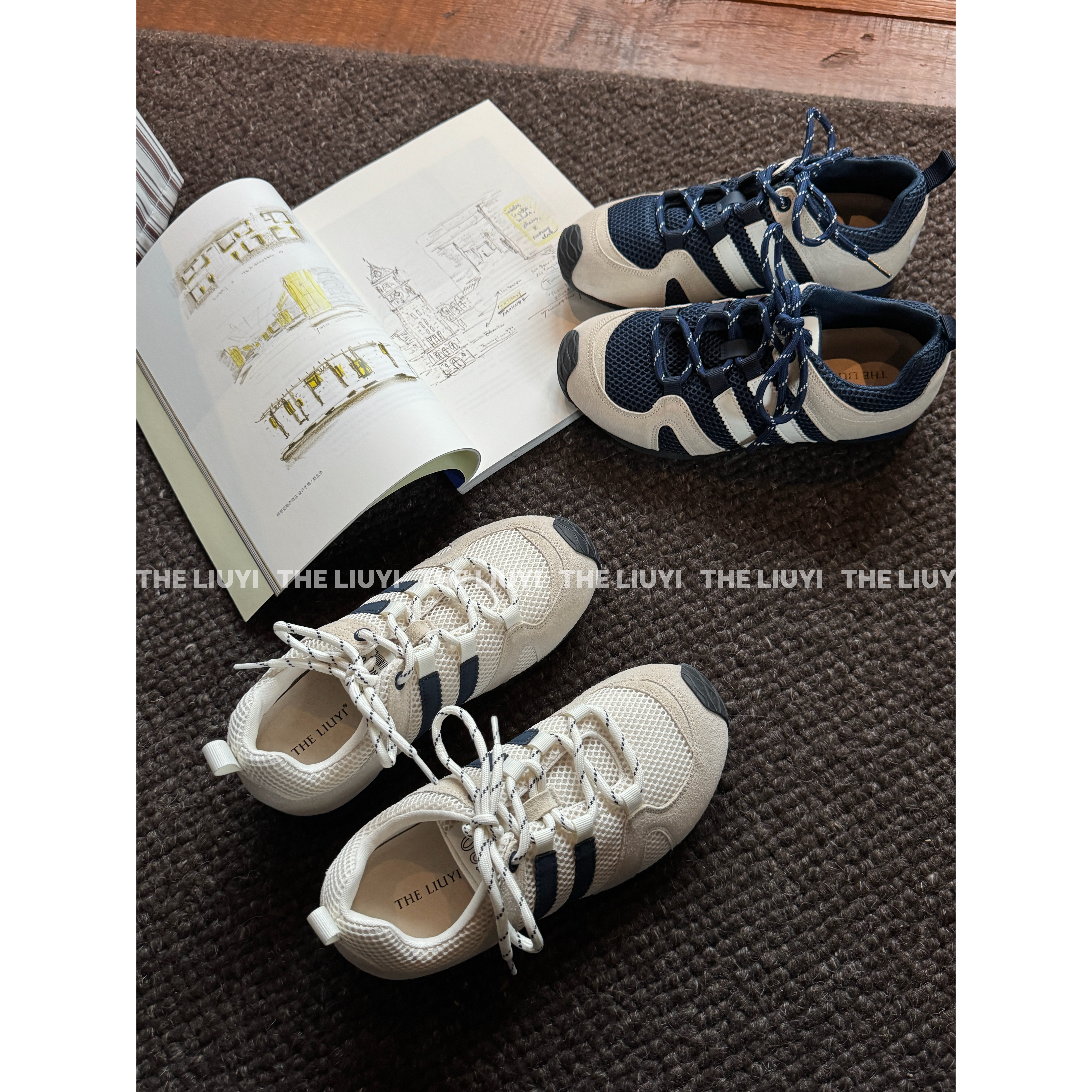 【LIUYI】春夏双层透气网真皮运动休闲鞋3042主图