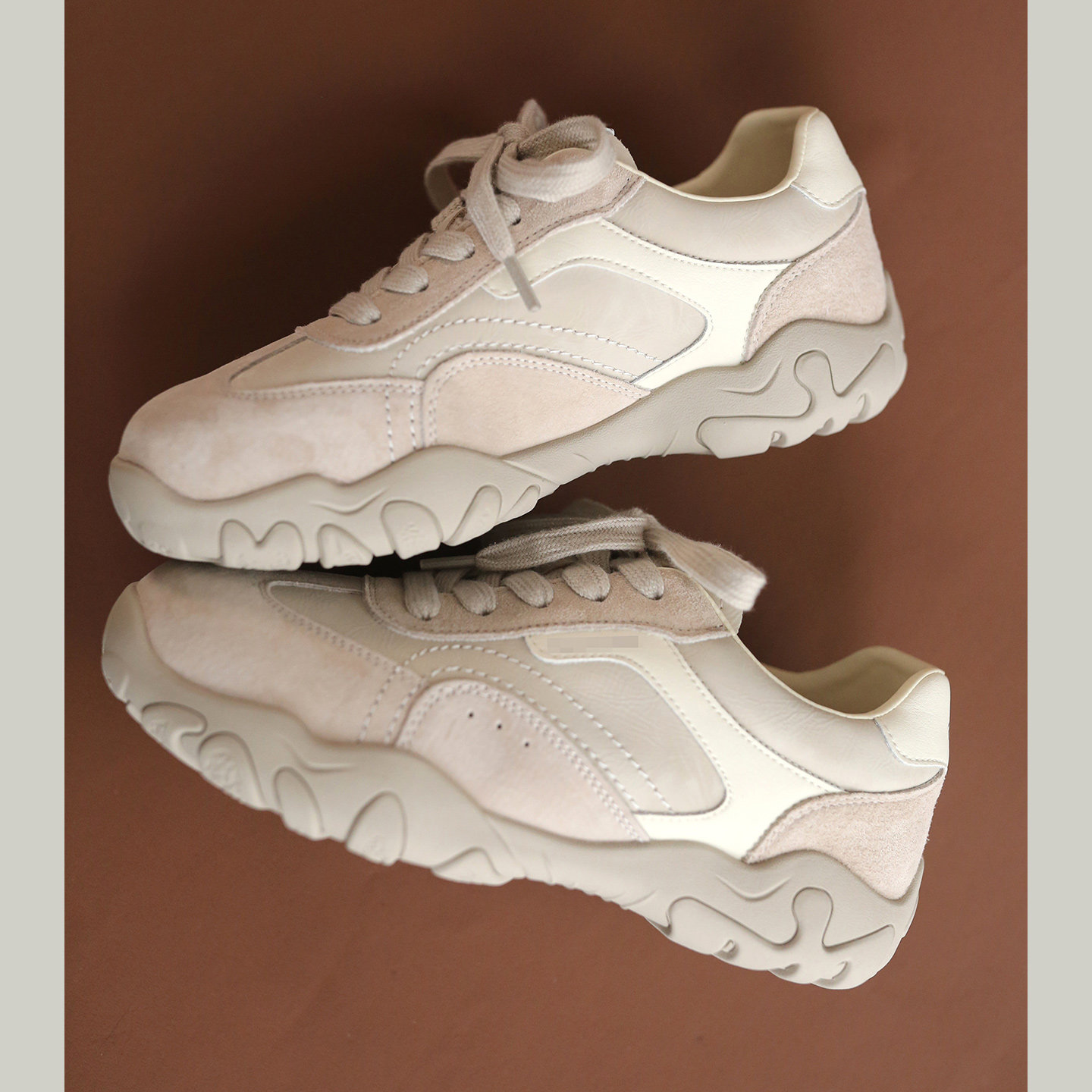 舒适百搭户外休闲拼色真皮厚底增高休闲鞋德训鞋主图