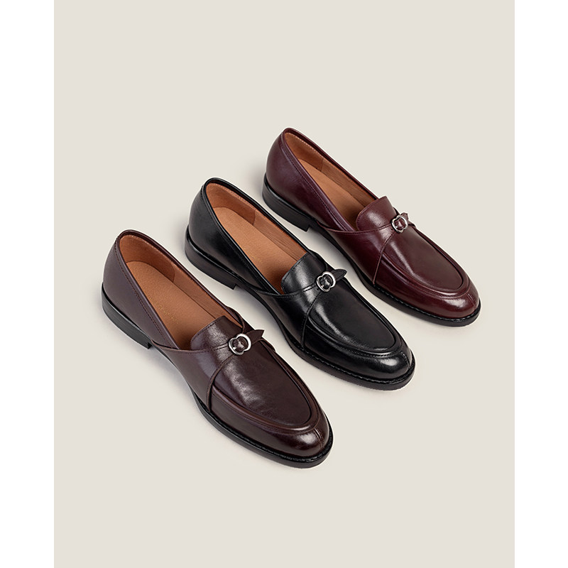 【鞋匠女王×獨家鹿皮】固特异工艺+真皮底 厚底乐福鞋英伦小皮鞋主图