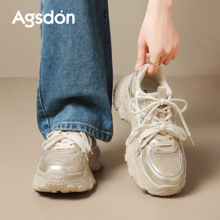 奥古狮登厚底老爹鞋女2026新款春夏季网面增高运动休闲鞋子巨好看