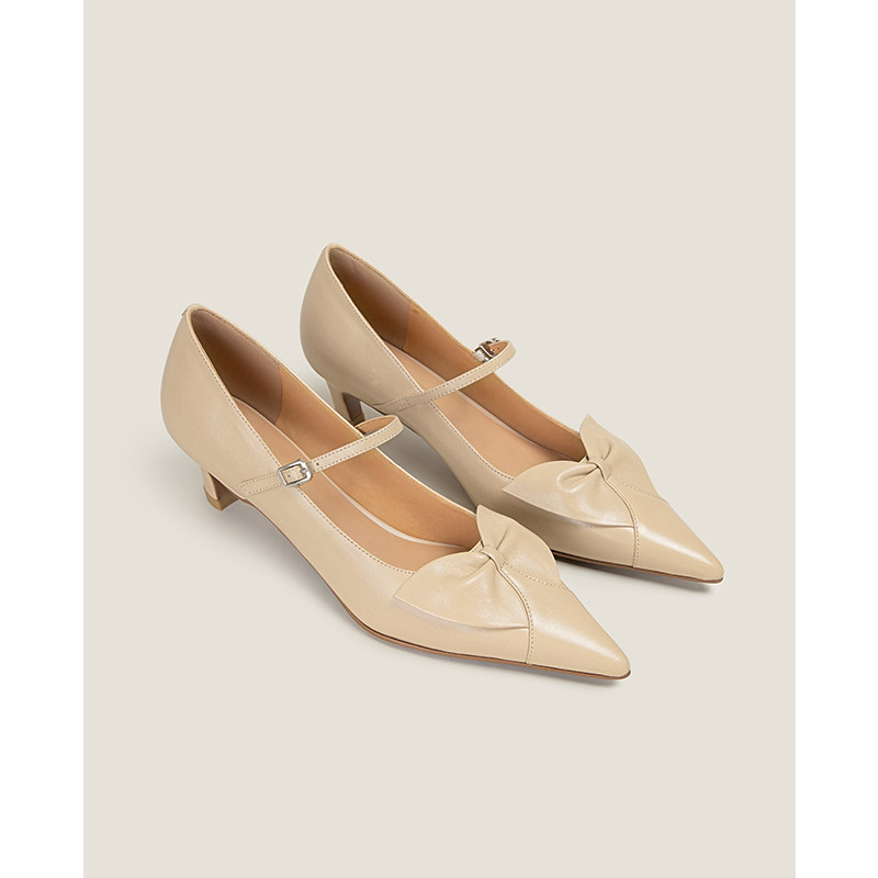 【鞋匠女王×獨家原创】蝴蝶结尖头细跟浅口单鞋法式气质高跟鞋主图