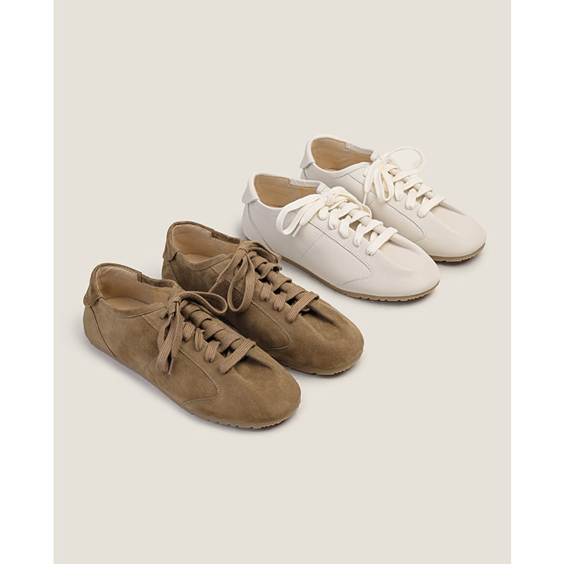 【鞋匠女王×高阶时髦风】薄底休闲运动鞋好穿显瘦绒面系带德训鞋主图