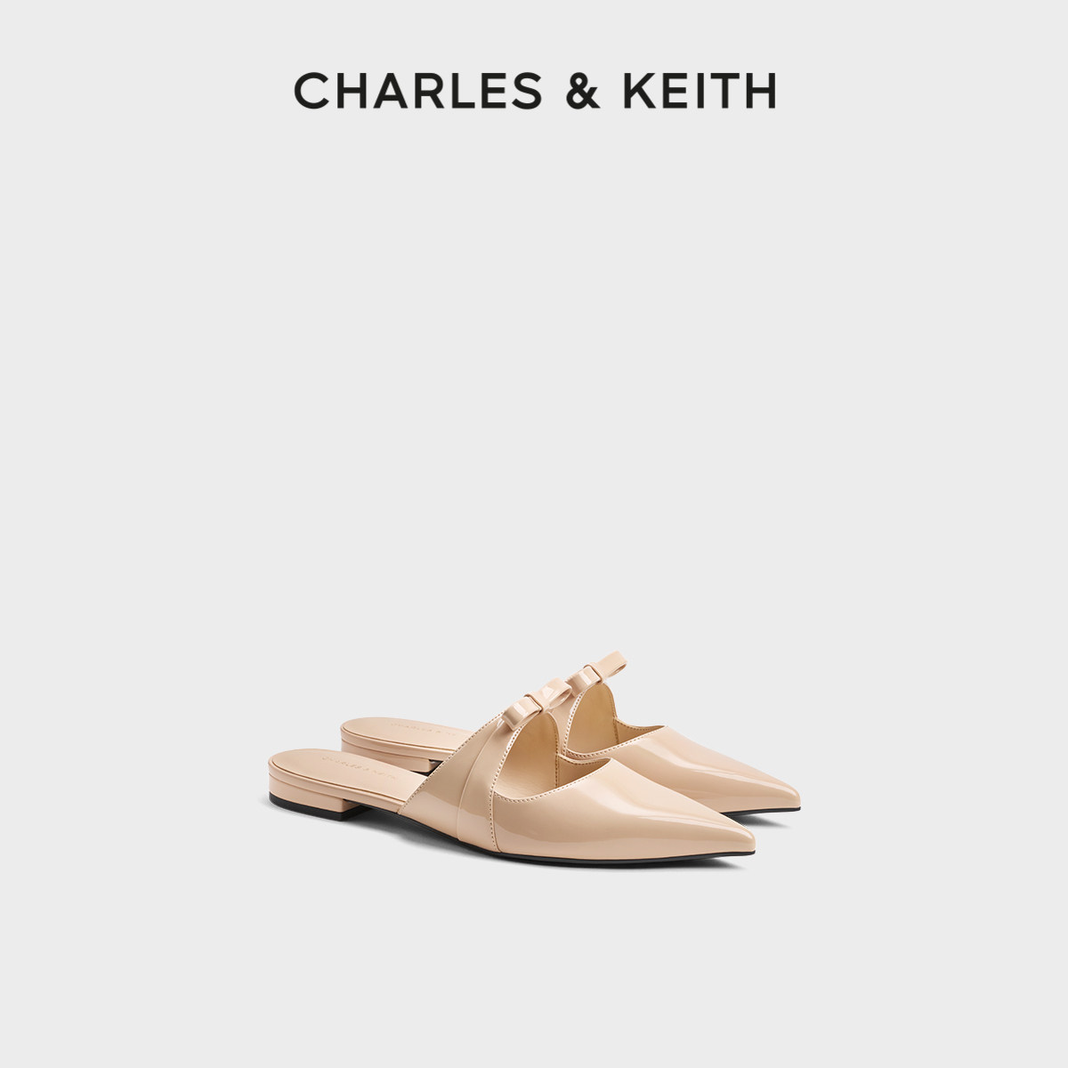 CHARLES＆KEITH26夏新款CK1-70920222蝴蝶结尖头平底穆勒鞋凉拖鞋主图